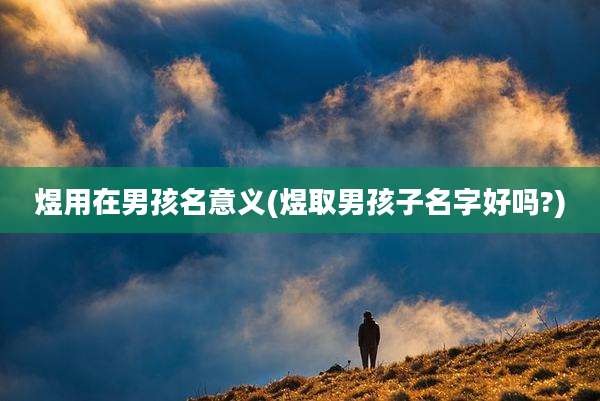 煜用在男孩名意义(煜取男孩子名字好吗?)