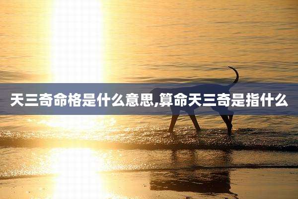 天三奇命格是什么意思,算命天三奇是指什么