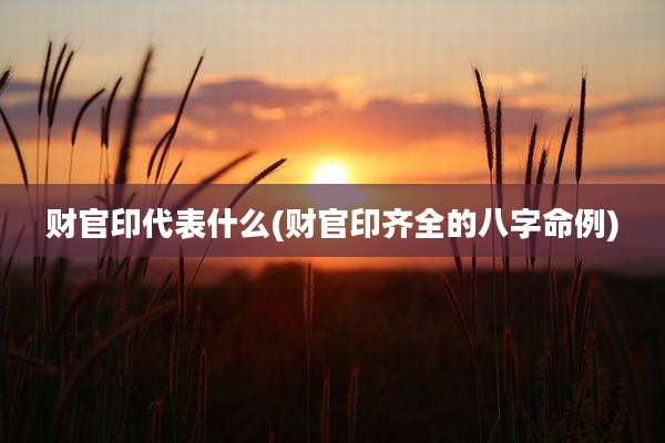 财官印代表什么(财官印齐全的八字命例)