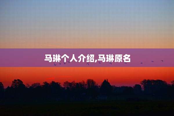马琳个人介绍,马琳原名