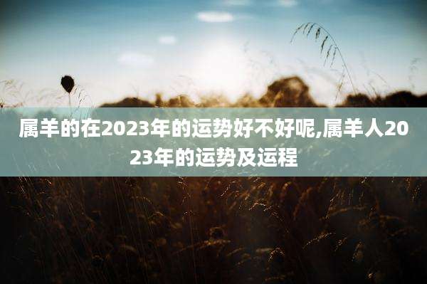 属羊的在2023年的运势好不好呢,属羊人2023年的运势及运程