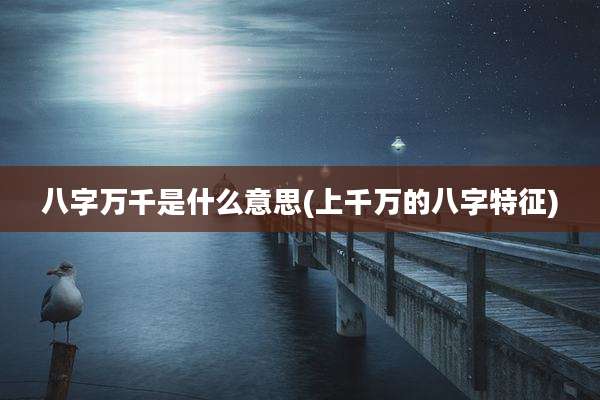 八字万千是什么意思(上千万的八字特征)