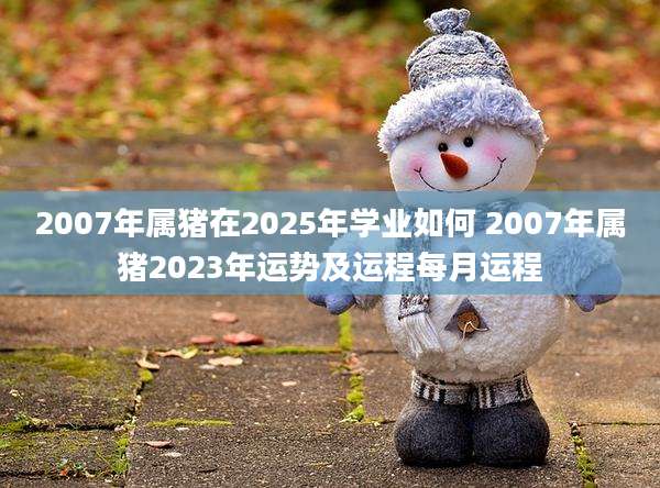 2007年属猪在2025年学业如何 2007年属猪2023年运势及运程每月运程