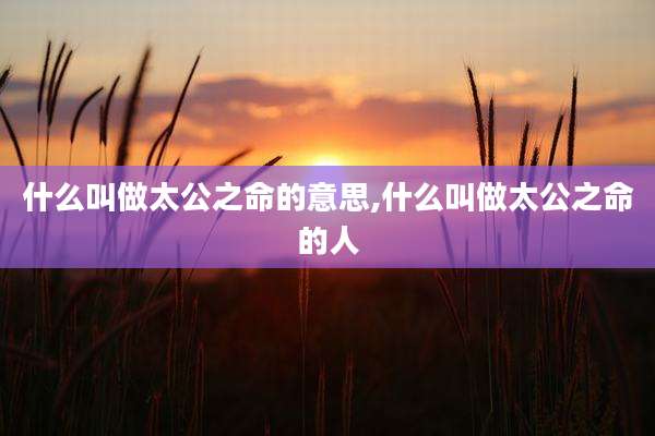 什么叫做太公之命的意思,什么叫做太公之命的人