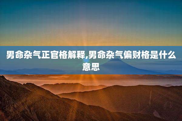 男命杂气正官格解释,男命杂气偏财格是什么意思