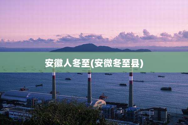安徽人冬至(安微冬至县)