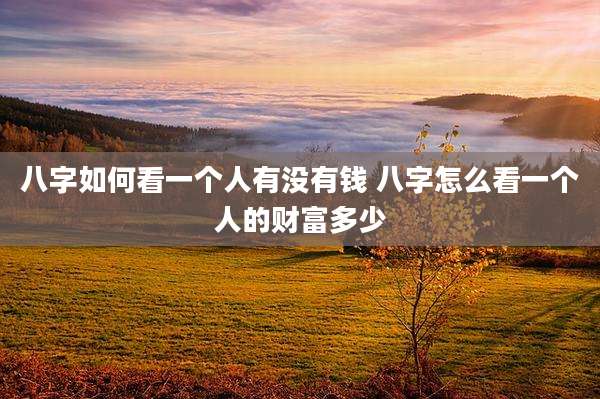 八字如何看一个人有没有钱 八字怎么看一个人的财富多少