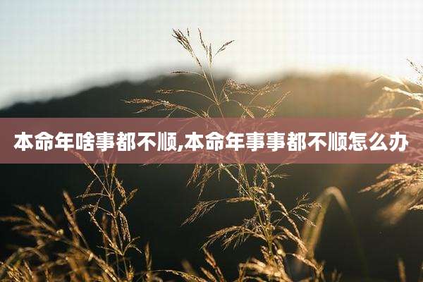 本命年啥事都不顺,本命年事事都不顺怎么办