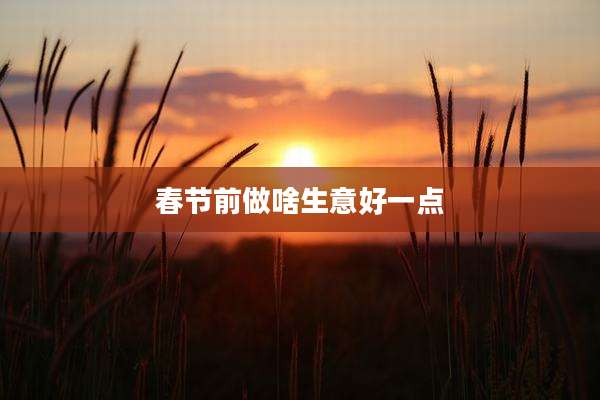 春节前做啥生意好一点
