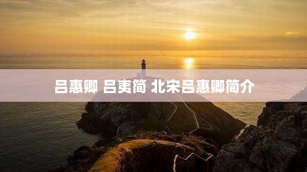 吕惠卿 吕夷简 北宋吕惠卿简介