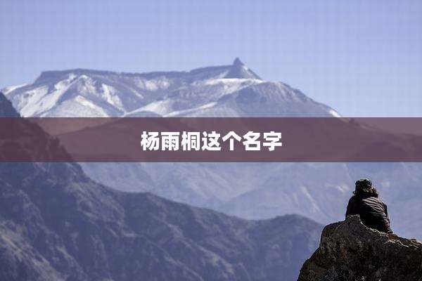 杨雨桐这个名字