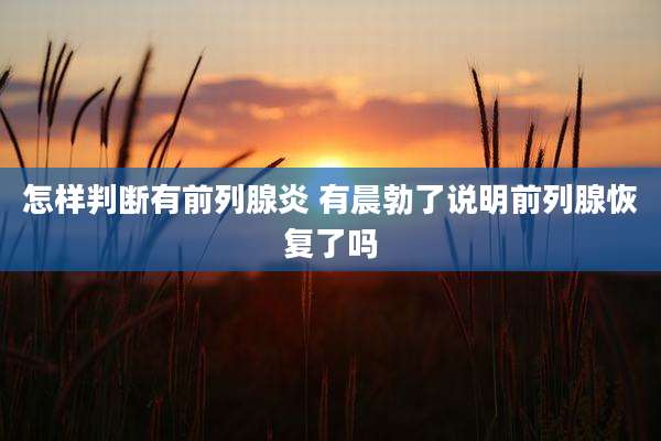 怎样判断有前列腺炎 有晨勃了说明前列腺恢复了吗