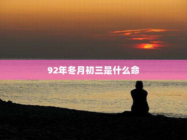 92年冬月初三是什么命