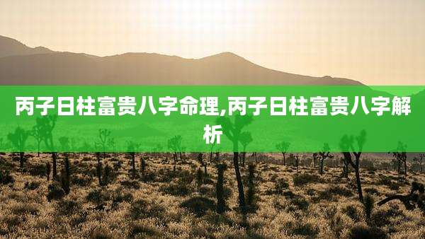 丙子日柱富贵八字命理,丙子日柱富贵八字解析