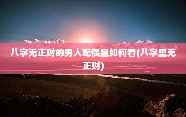 八字无正财的男人配偶星如何看(八字里无正财)