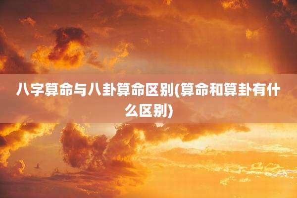 八字算命与八卦算命区别(算命和算卦有什么区别)