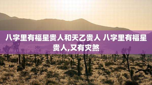 八字里有福星贵人和天乙贵人 八字里有福星贵人,又有灾煞