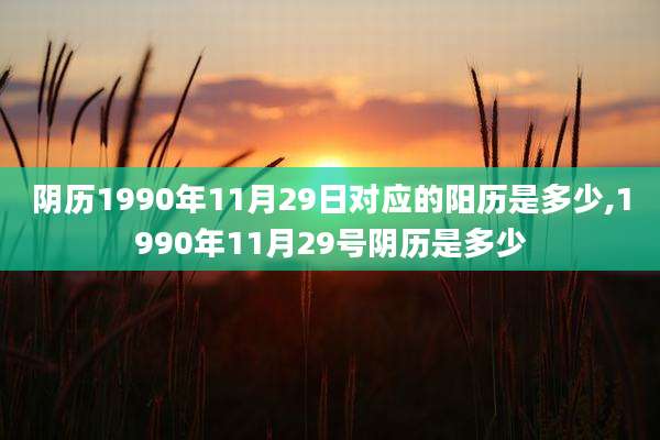 阴历1990年11月29日对应的阳历是多少,1990年11月29号阴历是多少