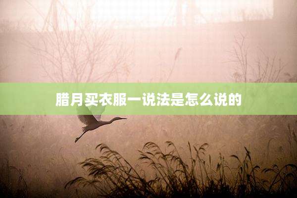 腊月买衣服一说法是怎么说的