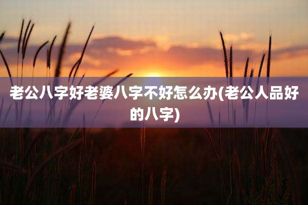 老公八字好老婆八字不好怎么办(老公人品好的八字)