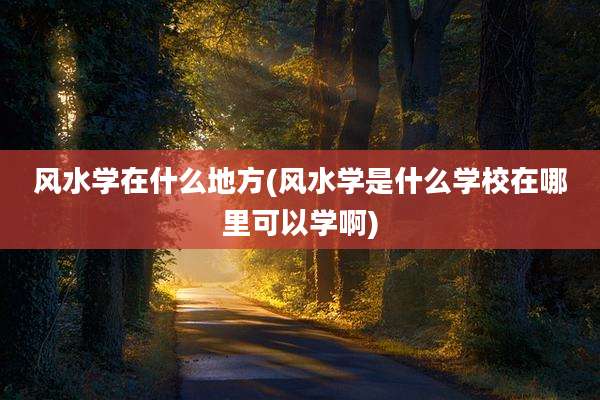 风水学在什么地方(风水学是什么学校在哪里可以学啊)