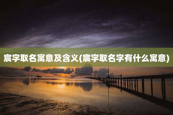 宸字取名寓意及含义(宸字取名字有什么寓意)