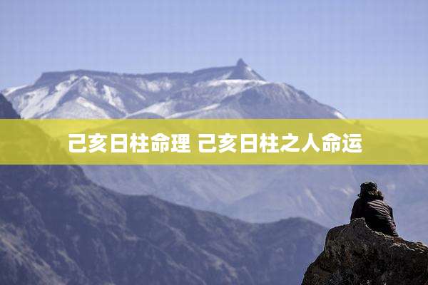 己亥日柱命理 己亥日柱之人命运