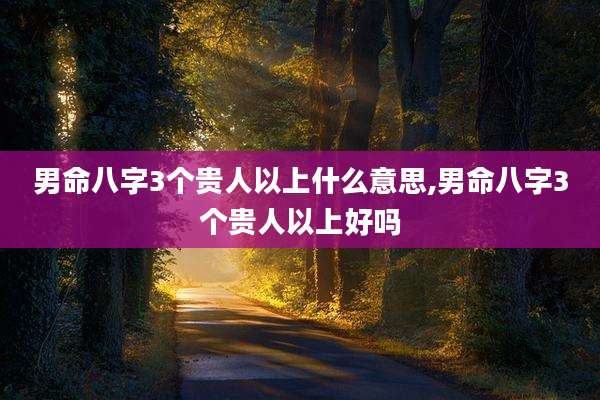 男命八字3个贵人以上什么意思,男命八字3个贵人以上好吗