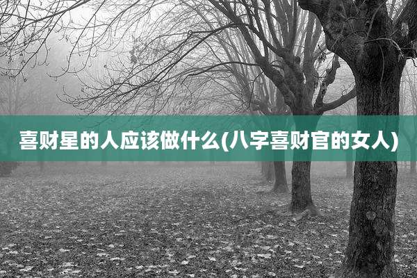 喜财星的人应该做什么(八字喜财官的女人)