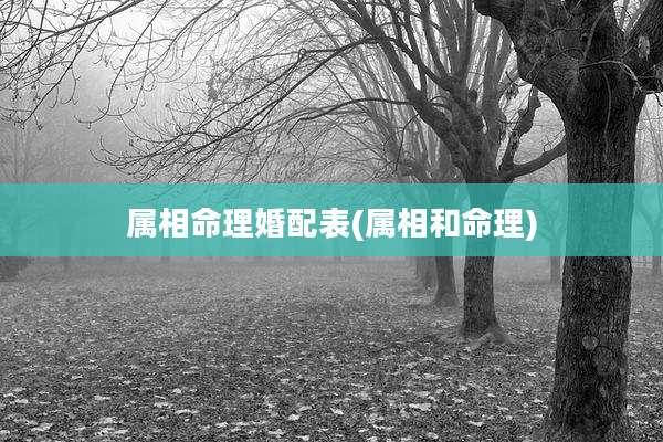 属相命理婚配表(属相和命理)