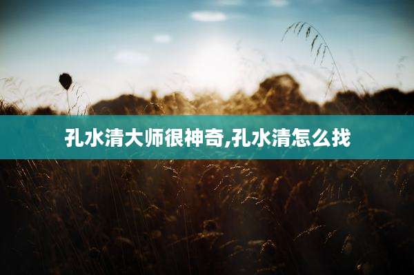 孔水清大师很神奇,孔水清怎么找