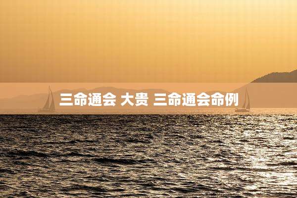 三命通会 大贵 三命通会命例