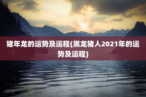 猪年龙的运势及运程(属龙猪人2021年的运势及运程)