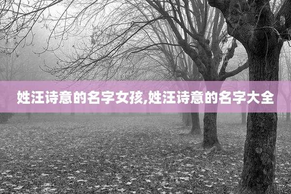 姓汪诗意的名字女孩,姓汪诗意的名字大全