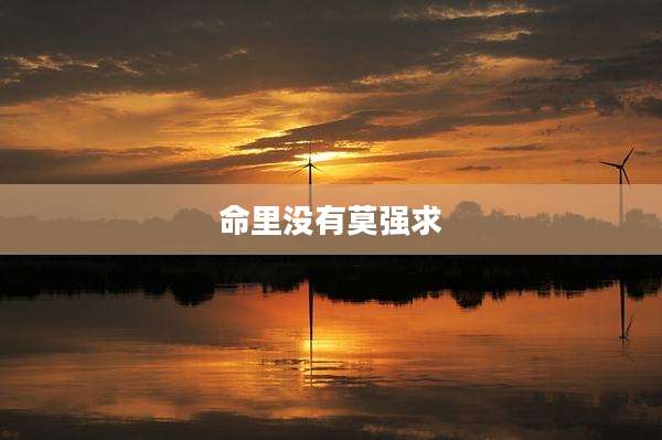 命里没有莫强求